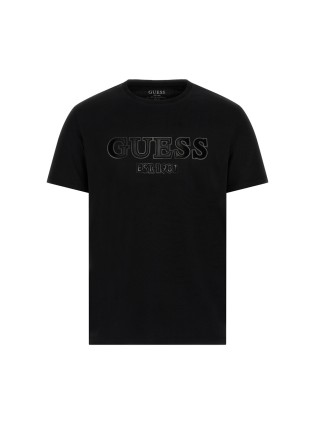 CAMISETA NEGRA GUESS LOGO ATERCIOPELADO