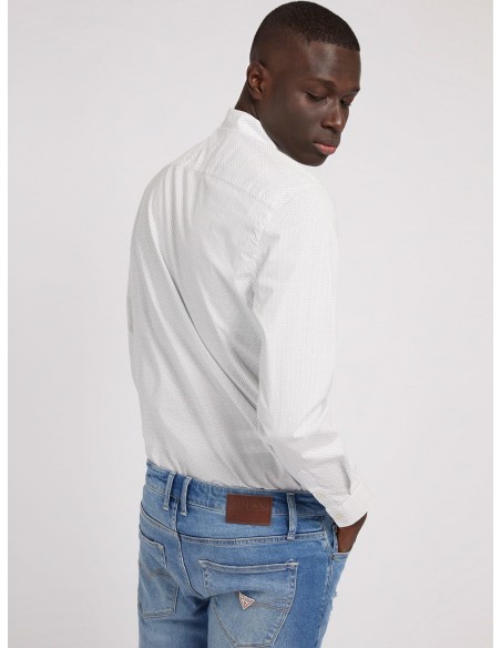 CAMISA GUESS BLANCA MOTITAS NEGRAS